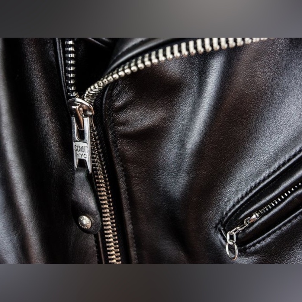 Scott Men's Black Leather Jacket - 618HH - Picture 5 of 12